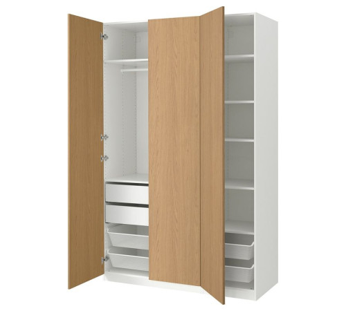Гардеробная комбинация, белый/имитация дуба PAX / STORKLINTA 495.625.55