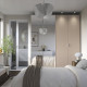 Kombinacja szafy, biały połysk/jasnopomarańczowy lustro PAX / FARDAL/ÅHEIM 495.966.97