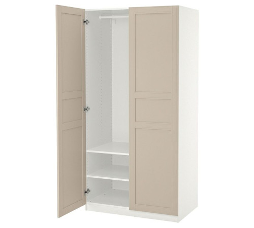 Szafa, biały/jasnobeżowy PAX / FLISBERGET 595.006.61