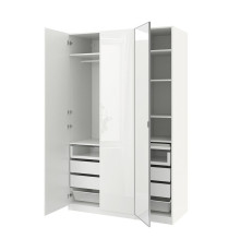 Гардеробная комбинация, белое/глянцевое/белое зеркало PAX / FARDAL/ÅHEIM 595.154.03