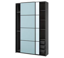 Szafa z przesuwanymi drzwiami, ciemnoszary 2str/jasnoniebieski lustro PAX / MEHAMN/AULI 595.517.16
