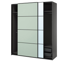 Szafa z przesuwanymi drzwiami, ciemnoszary 2str/jasnozielony lustro PAX / MEHAMN/AULI 595.517.21