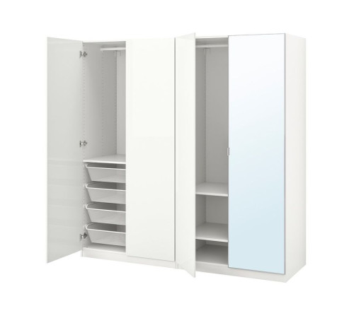 Kombinacja szafy, biały połysk/biały lustro PAX / FARDAL/ÅHEIM 693.956.74