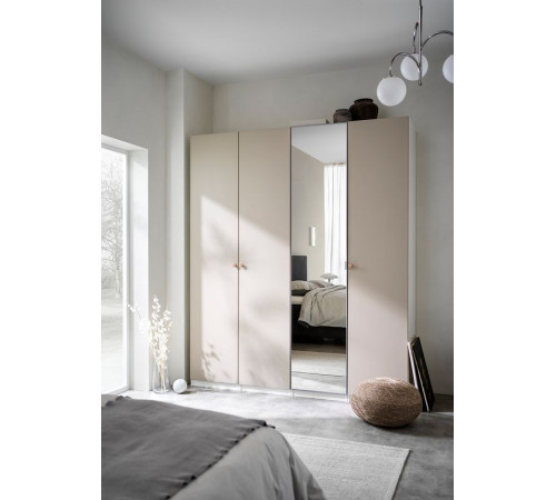 Kombinacja szafy, biały/szarobeżowy lustro PAX / REINSVOLL/ÅHEIM 893.856.07