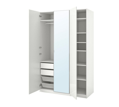 Kombinacja szafy, połysk biały/lustro PAX / FARDAL/ÅHEIM 893.955.74