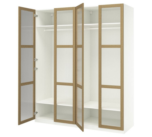 Kombinacja szafy, biały/okl dęb szkło PAX / TONSTAD 895.493.69
