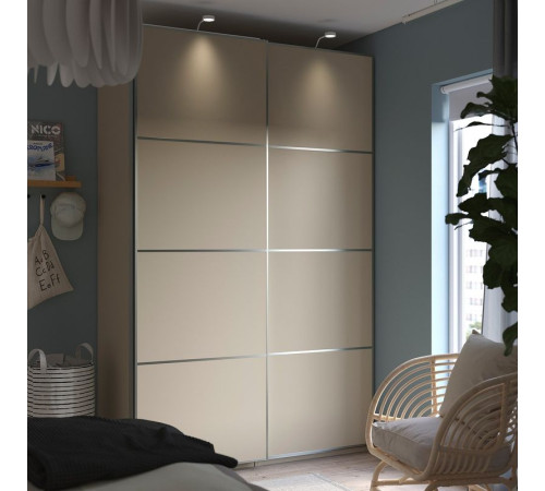 Szafa z przesuwanymi drzwiami, szarobeżowy/2str szarobeżowy PAX / MEHAMN 895.622.47