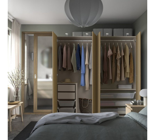 Kombinacja szafy, szarobeżowy/imit. dębu PAX / STORKLINTA 895.627.75