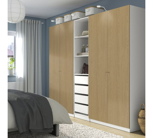 Kombinacja szafy, biały/imit. dębu PAX / STORKLINTA 895.628.84