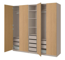 Kombinacja szafy, szarobeżowy/imit. dębu PAX / STORKLINTA 895.628.98