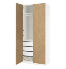 Гардеробная комбинация, белый/имитация дуба PAX / STORKLINTA 896.091.36