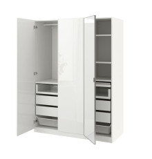 Гардеробная комбинация, белое/глянцевое/белое зеркало PAX / FARDAL/ÅHEIM 995.154.01