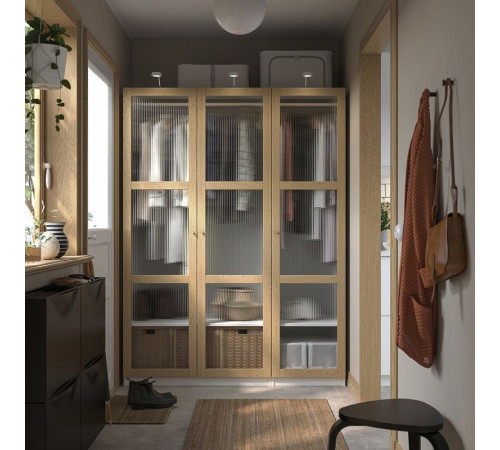 Kombinacja szafy, biały/okl dęb szkło PAX / TONSTAD 995.490.24