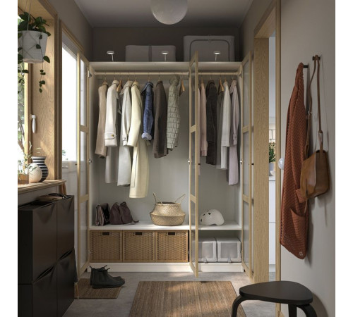 Kombinacja szafy, biały/okl dęb szkło PAX / TONSTAD 995.490.24