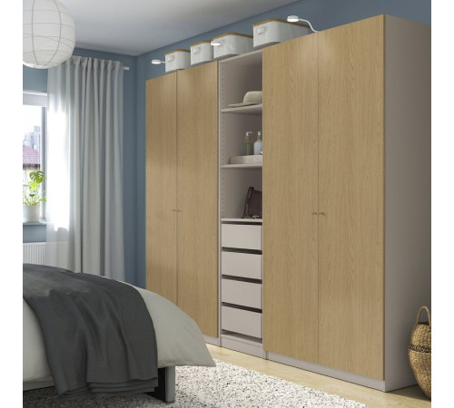 Kombinacja szafy, szarobeżowy/imit. dębu PAX / STORKLINTA 995.628.93