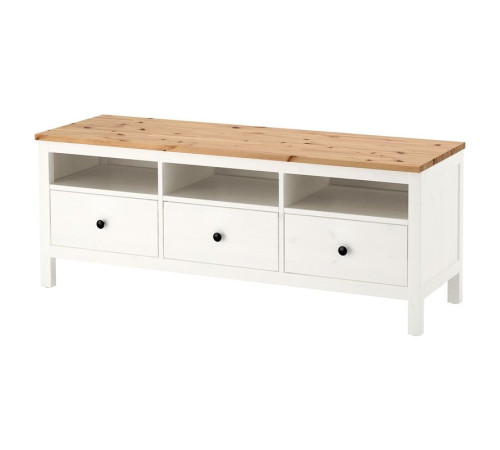 Szafka pod TV, biała bejca/jasnobrązowy HEMNES 504.135.26