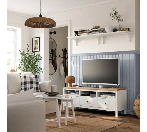Szafka pod TV, biała bejca/jasnobrązowy HEMNES 504.135.26