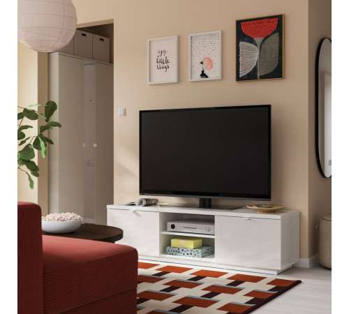 Szafka pod TV, połysk biały BYÅS 802.277.97