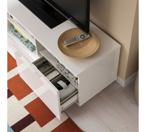 Szafka pod TV, połysk biały BYÅS 802.277.97