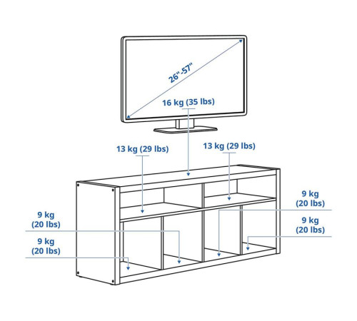 Szafka pod TV, imitacja dębu bejcowanego na biało KALLAX 805.620.96