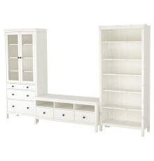 Тумба под телевизор, белая с прозрачным стеклом, HEMNES 392.995.65