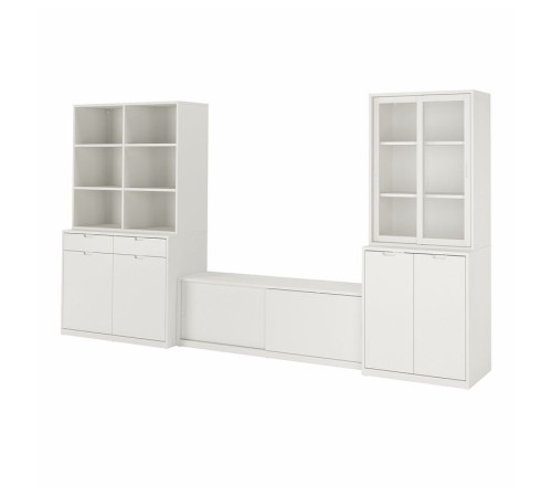 Szafka pod TV, kremowy/szkło bezbarwne TONSTAD 495.717.67