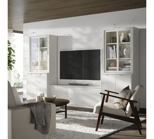 Szafka pod TV, kremowy/szkło bezbarwne TONSTAD 595.717.62