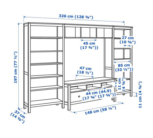Szafka pod TV, biała bejca HEMNES 792.995.54