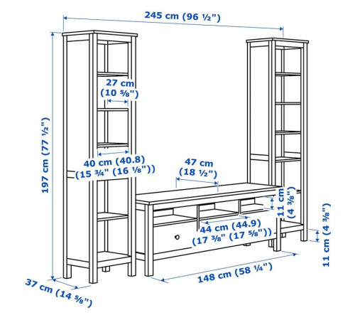 Szafka pod TV, biała bejca HEMNES 892.995.39