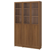 Kombinacja regałowa drz panel/szkl, imitacja brązowego orzecha BILLY / OXBERG 295.818.47