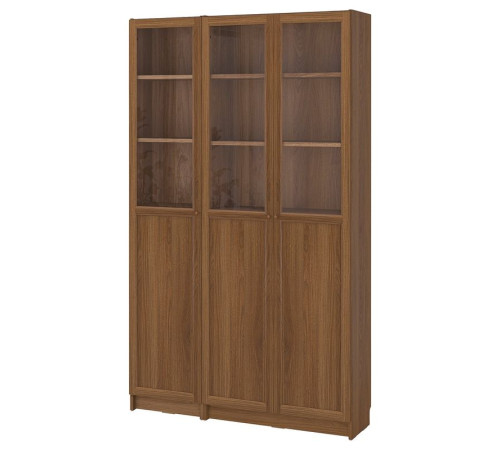 Kombinacja regałowa drz panel/szkl, imitacja brązowego orzecha BILLY / OXBERG 295.818.47