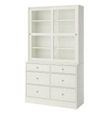 Комбинация со стеклянными дверями, белый HAVSTA 495.974.61