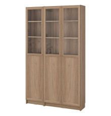 Kombinacja regałowa drz panel/szkl, imit. dębu BILLY / OXBERG 895.818.49