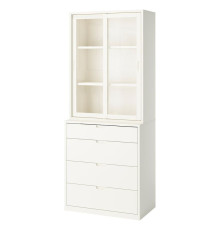 Kombinacja z szufladami, kremowy/szkło TONSTAD 095.478.83