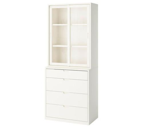 Kombinacja z szufladami, kremowy/szkło TONSTAD 095.478.83