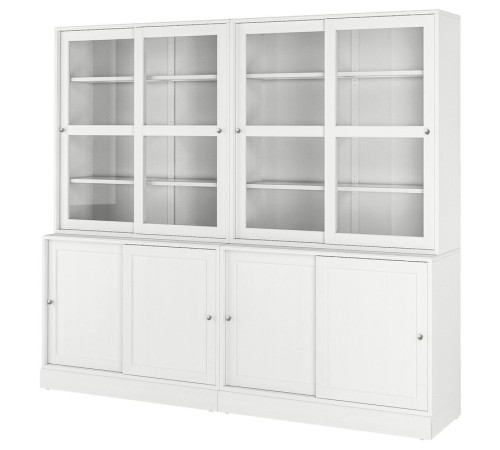 Kombinacja drzwi szklane przesuwane, biały HAVSTA 195.348.80