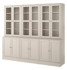 Kombinacja ze szklanymi drzwiami, szarobeżowy HAVSTA 595.349.01