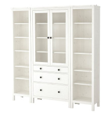 Kombinacja regałowa z drzw/szuf, biała bejca/szkło bezbarwne HEMNES 992.342.55