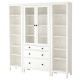 Kombinacja regałowa z drzw/szuf, biała bejca/szkło bezbarwne HEMNES 992.342.55