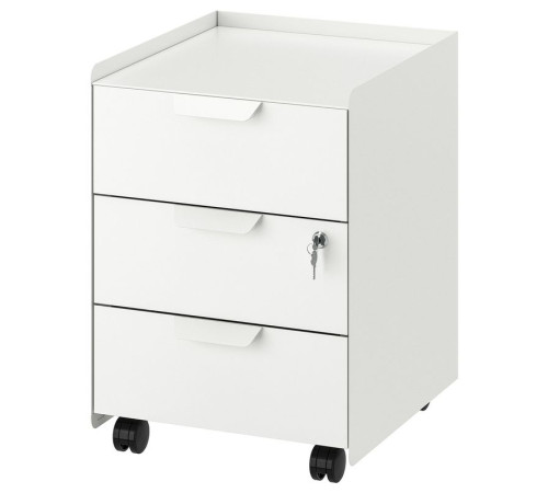 Комод на колесиках, 3 ящика, белый TROTTEN 804.850.98