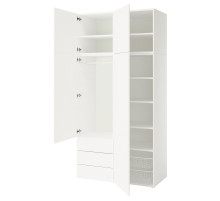 Szafa 4 drzwi+3 szuflady, biały/Fonnes biały PLATSA 396.249.12