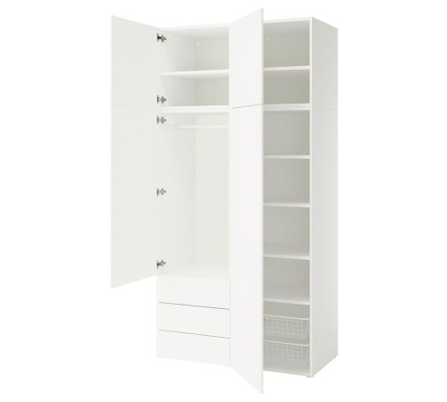 Szafa 4 drzwi+3 szuflady, biały/Fonnes biały PLATSA 396.249.12