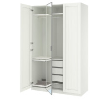 Kombinacja szafy, biały lustro/szary biały PAX / KAMMARTORP/GULLABERG 095.725.56