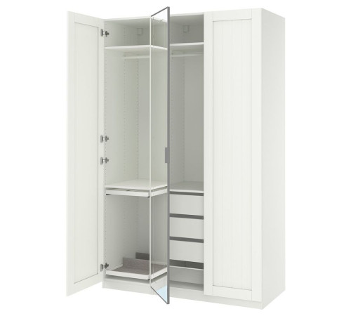 Kombinacja szafy, biały lustro/szary biały PAX / KAMMARTORP/GULLABERG 095.725.56