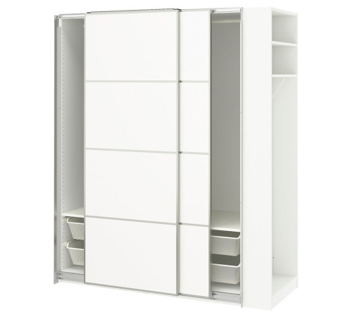 Szafa z przesuwanymi drzwiami, biały aluminium/biały biały PAX / MEHAMN 296.235.74