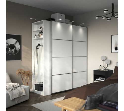 Szafa z przesuwanymi drzwiami, biały aluminium/biały biały PAX / MEHAMN 296.235.74