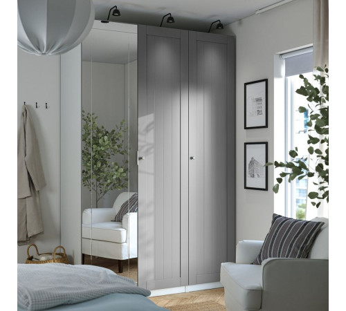 Kombinacja szafy, biały/lustro szary PAX / KAMMARTORP/GULLABERG 395.725.45