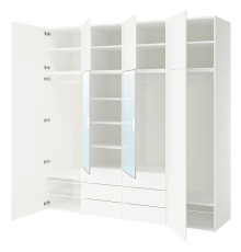 Гардеробная комбинация, STRAUMEN зеркало стекло/FONNES белый PLATSA 495.866.98