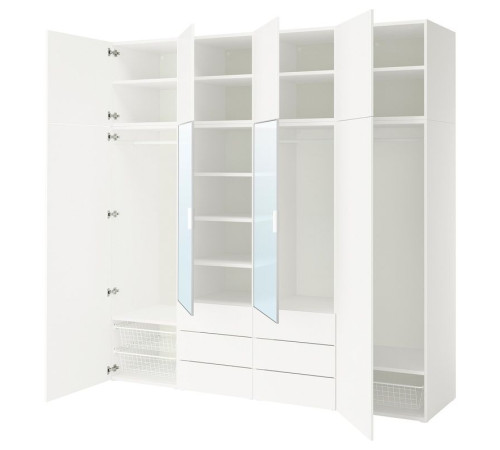 Kombinacja szafy, biały STRAUMEN szkło lustrzane/FONNES biały PLATSA 495.866.98