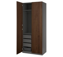 Kombinacja szafy, ciemnoszary/okleina orzechowa PAX / BJÖRNESKOGEN 695.752.41